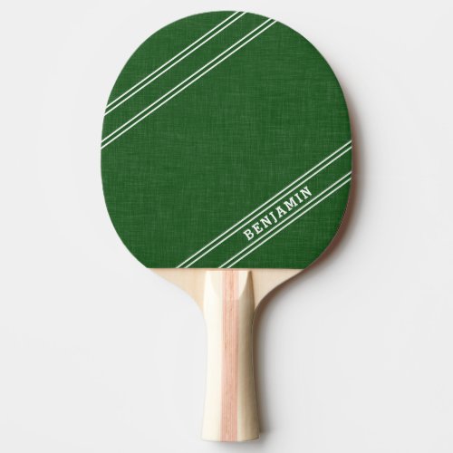 Personalized Modern Green White Player Name Ping Pong Paddle