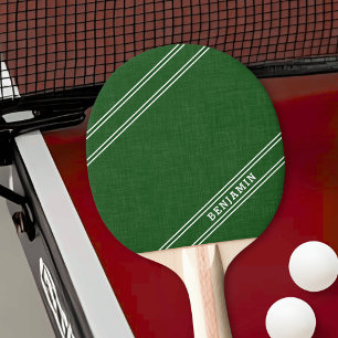 Personalized Modern Green White Player Name Ping Pong Paddle
