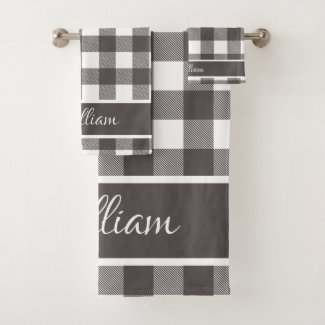 Personalized Modern Grey White Buffalo Checks