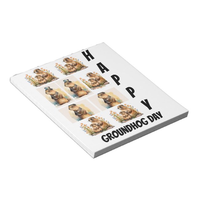 Personalized Modern Groundhog Day 9  Photo Collage Notepad (Angled)