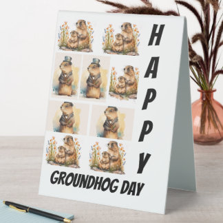 Personalized Modern Groundhog Day 9  Photo Collage Table Tent