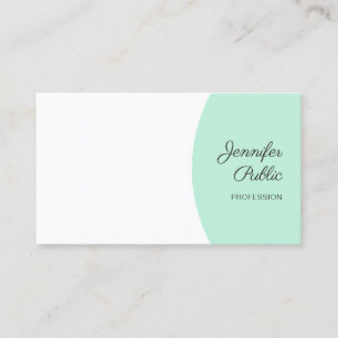 Personalized Modern Handwritten Elegant Mint Green Business Card