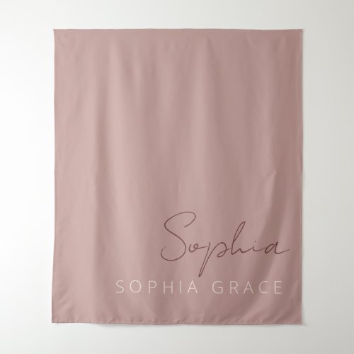 Personalized Modern Handwritten Script Dusty Pink Tapestry