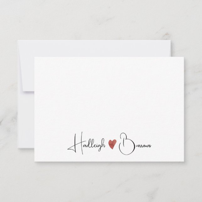 Personalized Modern Handwritten Script Name  Note Card (Front)