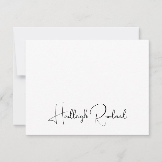 Personalized Modern Handwritten Script Name  Note Card (Front)