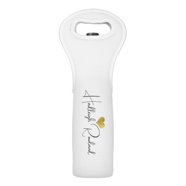 Personalized Modern Handwritten Script Name  Wine Bag (Front)