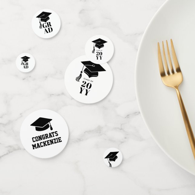 Personalized Modern Hat and Tassel Graduation Confetti (Group)