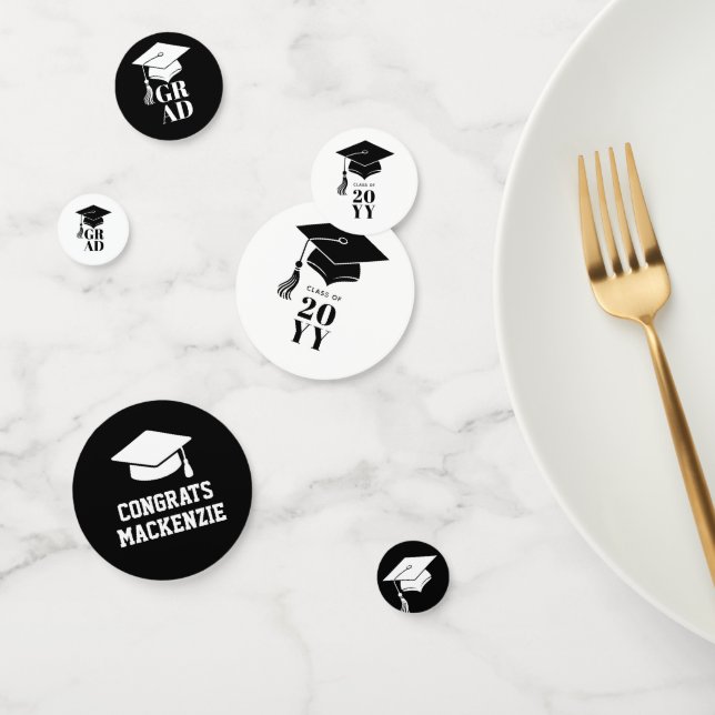Personalized Modern Hat and Tassel Graduation Confetti (Group)
