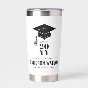 Personalized Modern Hat and Tassel Graduation Insulated Tumbler