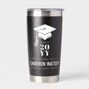 Personalized Modern Hat and Tassel Graduation Insulated Tumbler