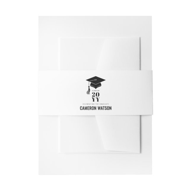Personalized Modern Hat and Tassel Graduation Invitation Belly Band (Front Example)