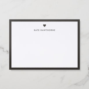 Personalized Modern Heart Letterpress Note Card