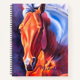 Personalized Modern Horse Art Spiral Notebook