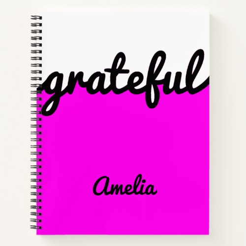 Personalized Modern Hot Pink Black and White Notebook