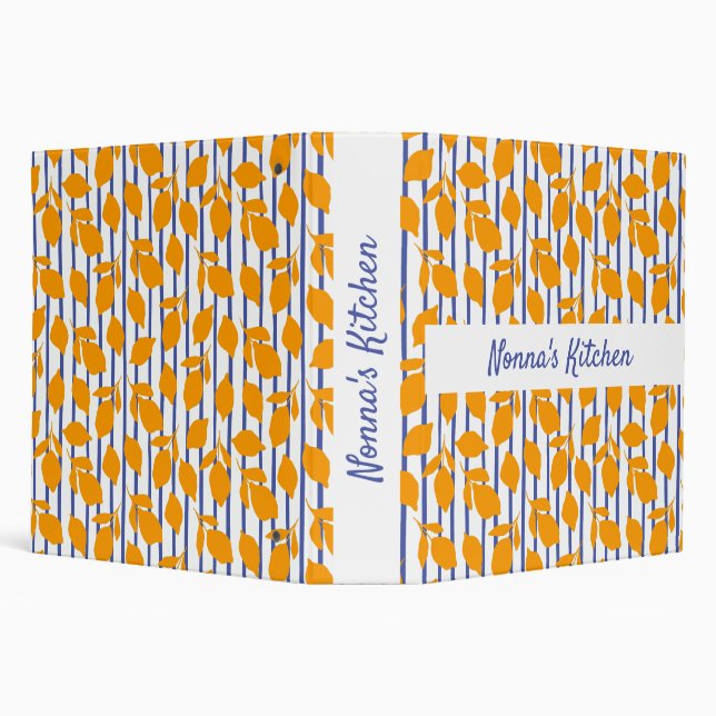 Personalized Modern Italian kitchen Lemons 3 Ring Binder (Background)