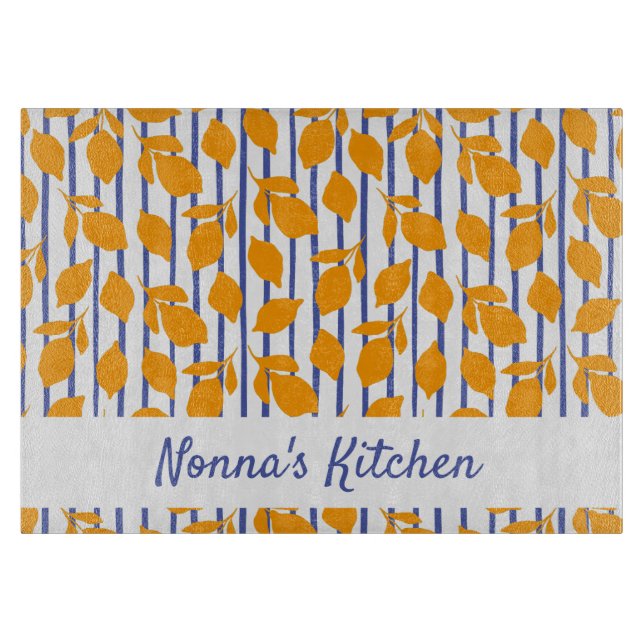 Personalized Modern Italian kitchen Lemons Cutting Board (Front)
