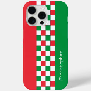 Personalized Modern Italian Racing Checks iPhone 15 Pro Max Case