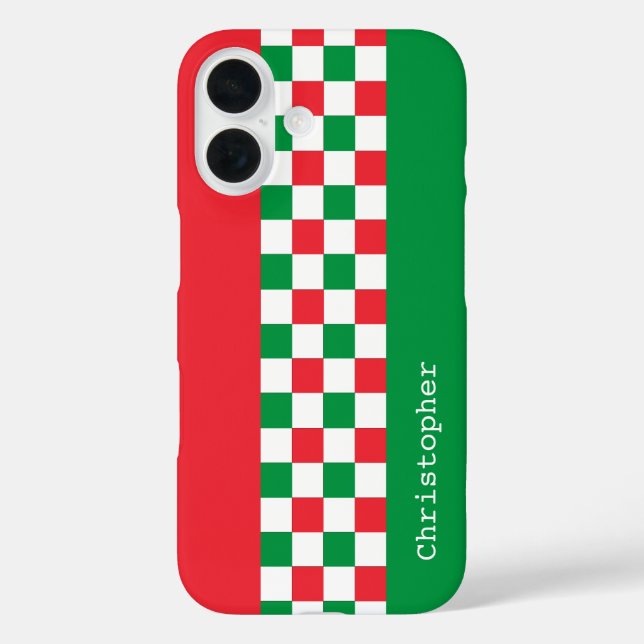 Personalized Modern Italian Racing Checks Case-Mate iPhone Case (Back)