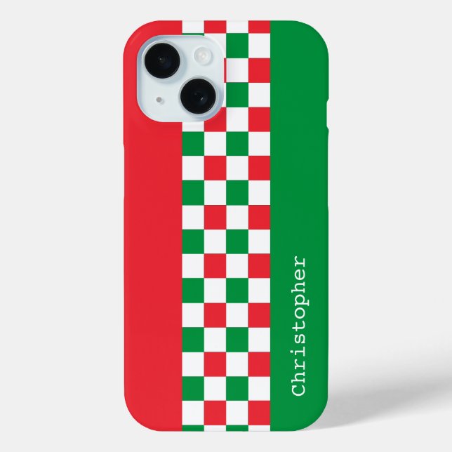 Personalized Modern Italian Racing Checks Case-Mate iPhone Case (Back)