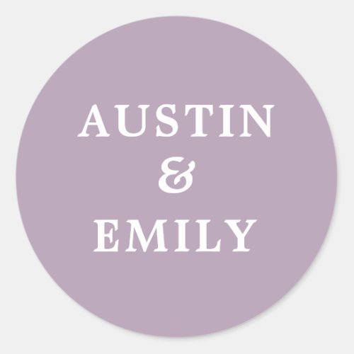 Personalized Modern Lavender Wedding Classic Round Sticker