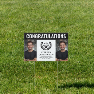 Personalized Modern Law School Graduation 2 Photo Sign