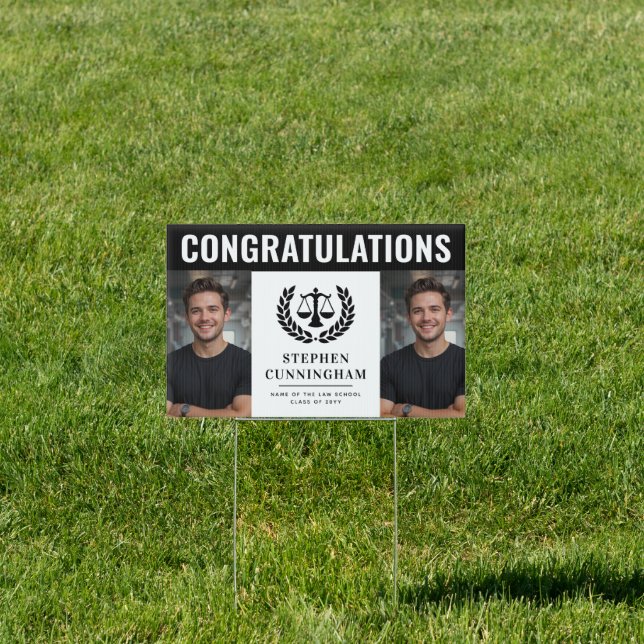 Personalized Modern Law School Graduation 2 Photo Sign (Insitu)