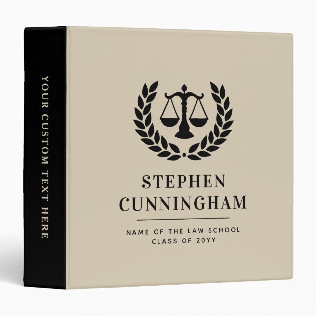 Personalized Modern Law School Graduation 3 Ring Binder (Front/Spine)