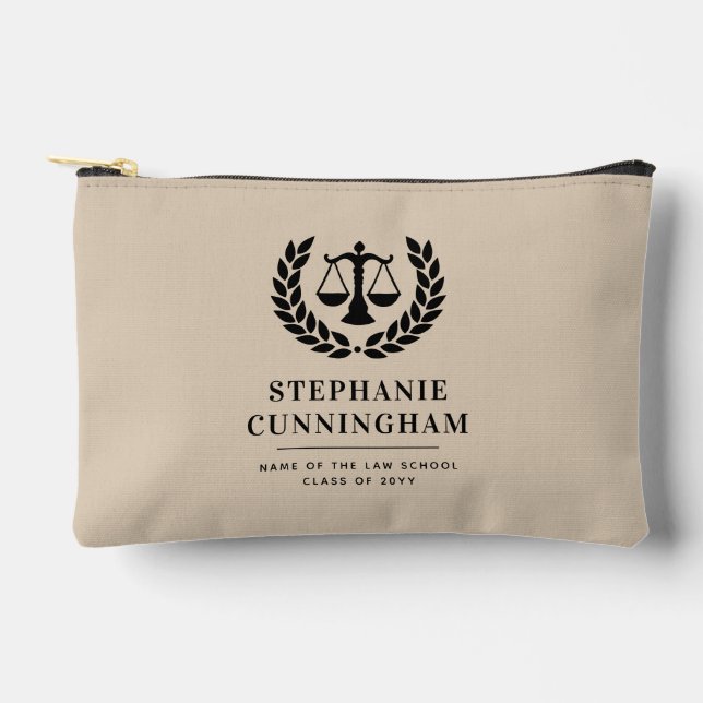 Personalized Modern Law School Graduation Accessory Pouch (Front)
