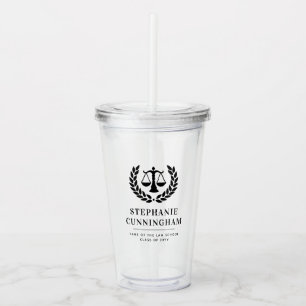 Personalized Modern Law School Graduation Acrylic Tumbler
