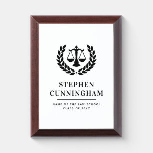 Personalized Modern Law School Graduation Award Plaque