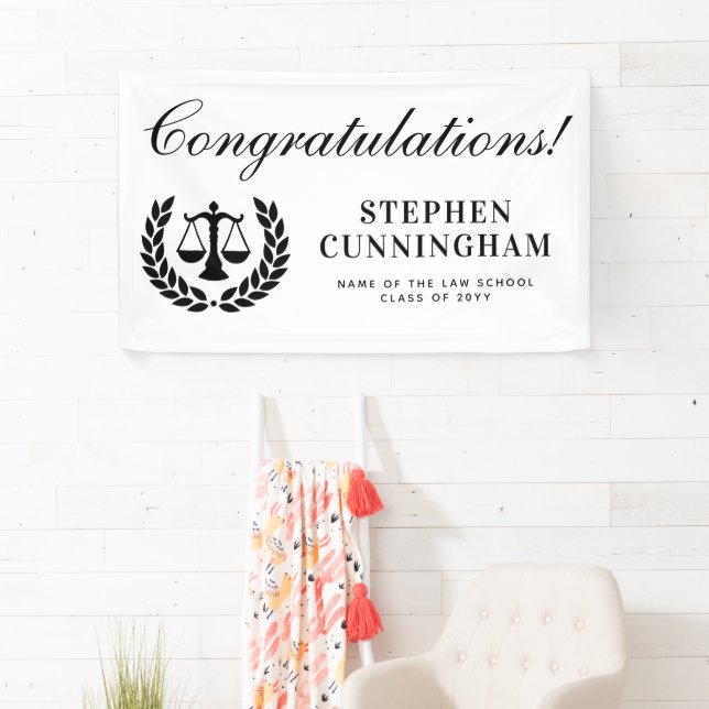 Personalized Modern Law School Graduation Banner (Insitu)