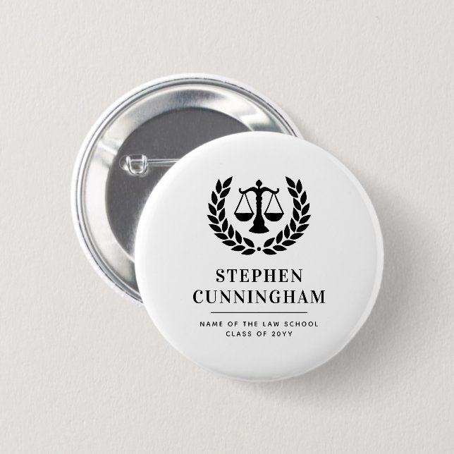 Personalized Modern Law School Graduation Button (Front & Back)
