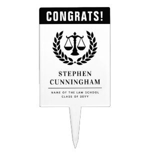 Personalized Modern Law School Graduation Cake Topper