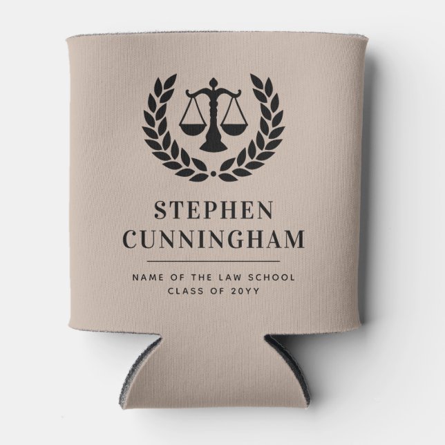 Personalized Modern Law School Graduation Can Cooler (Front)
