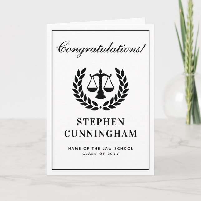 Personalized Modern Law School Graduation Card (Front)