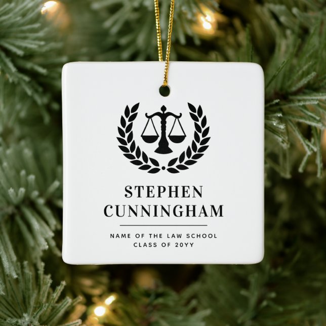 Personalized Modern Law School Graduation Ceramic Ornament (Tree)