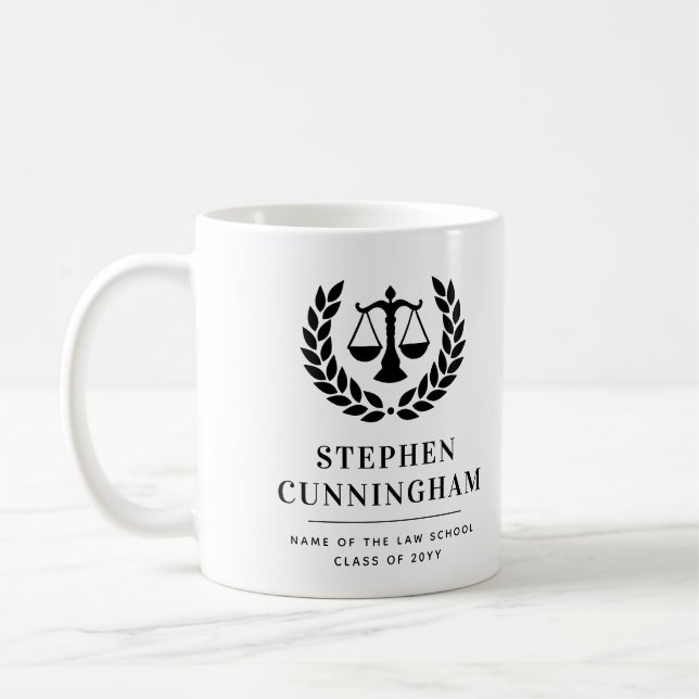 Personalized Modern Law School Graduation Coffee Mug (Left)