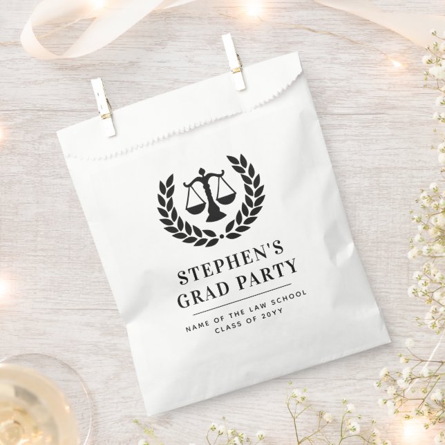 Personalized Modern Law School Graduation Favor Bag (Clipped)