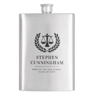 Personalized Modern Law School Graduation Flask