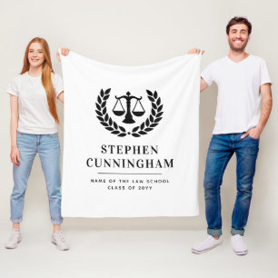 Personalized Modern Law School Graduation Fleece Blanket