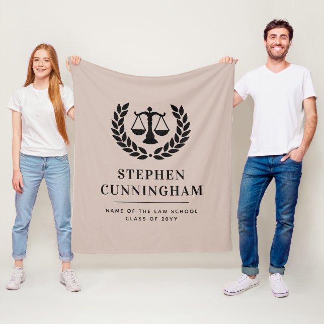 Personalized Modern Law School Graduation Fleece Blanket (In Situ)