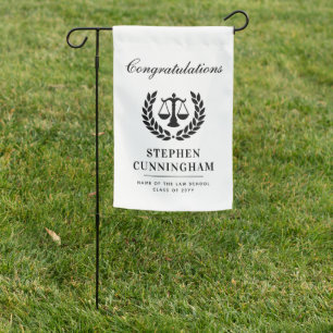 Personalized Modern Law School Graduation Garden Flag