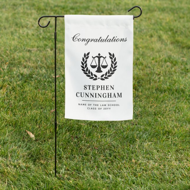 Personalized Modern Law School Graduation Garden Flag (In SItu)