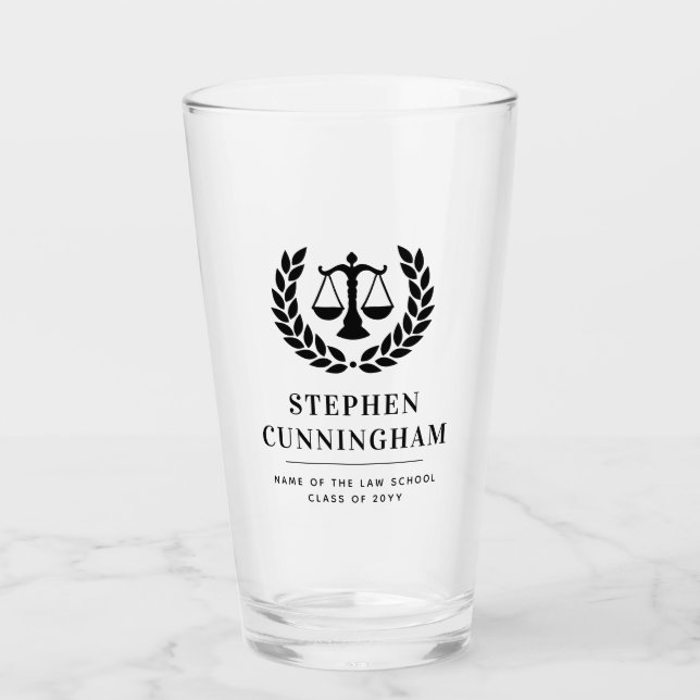 Personalized Modern Law School Graduation Glass (Front)