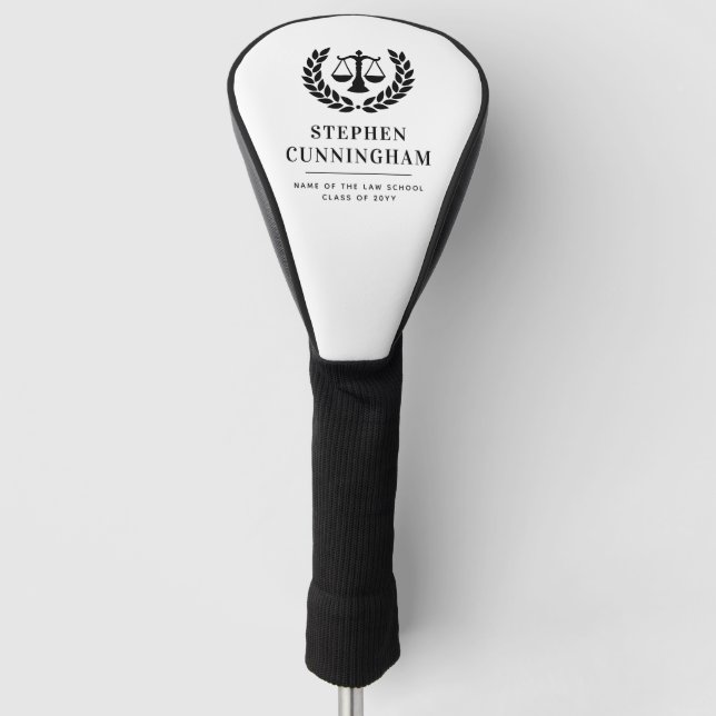 Personalized Modern Law School Graduation Golf Head Cover (Front)