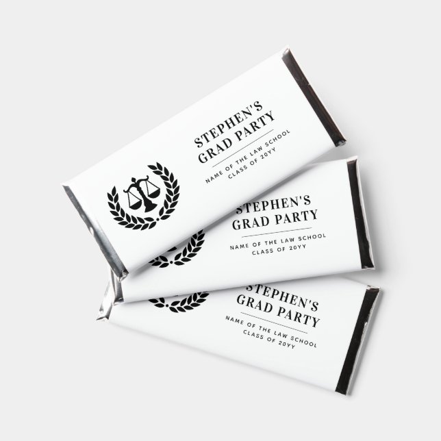 Personalized Modern Law School Graduation Hershey Bar Favors (Front)