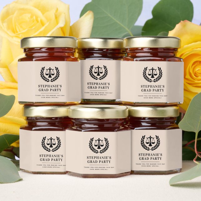 Personalized Modern Law School Graduation Honey Jar Favors (Insitu)