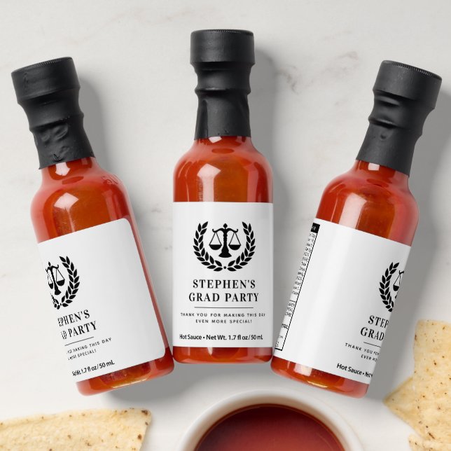 Personalized Modern Law School Graduation Hot Sauces (Laydown)