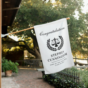 Personalized Modern Law School Graduation House Flag