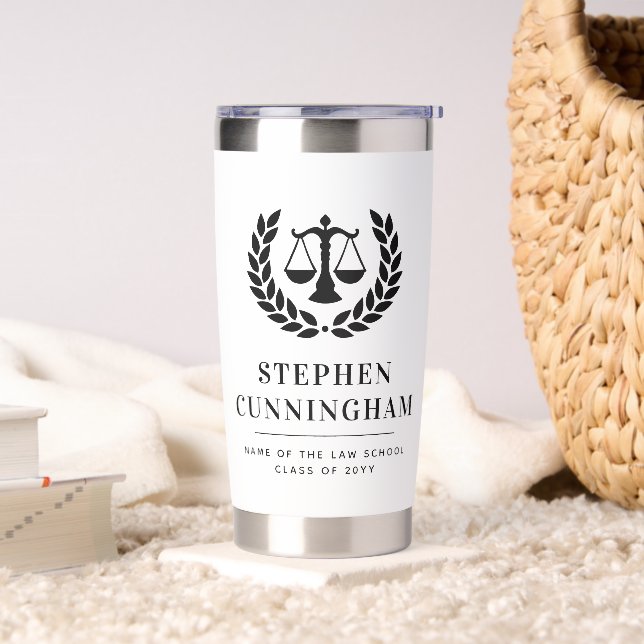 Personalized Modern Law School Graduation Insulated Tumbler (Living Room)